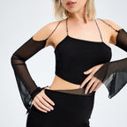 Sarah Express Women's Irregular Cutout Bodycon Dress Black Stretch Party Clubwear
