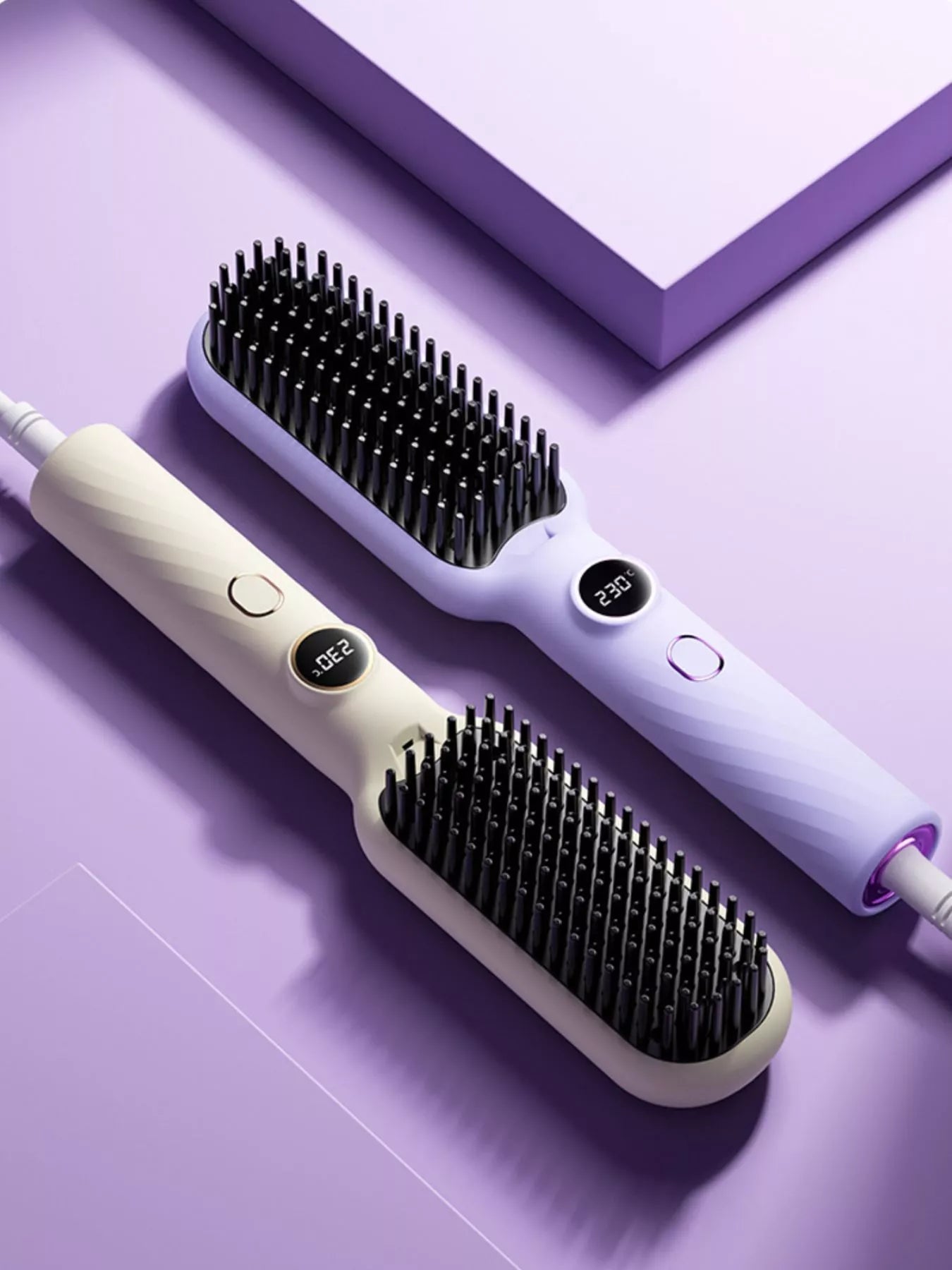 Sarah Express 2-in-1 Heating Straightening Comb with Negative Ions - Electric Hair Straightener Brush Cream ONESIZE