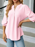 Sarah Express Women's Notched 3/4 Sleeve Casual Top