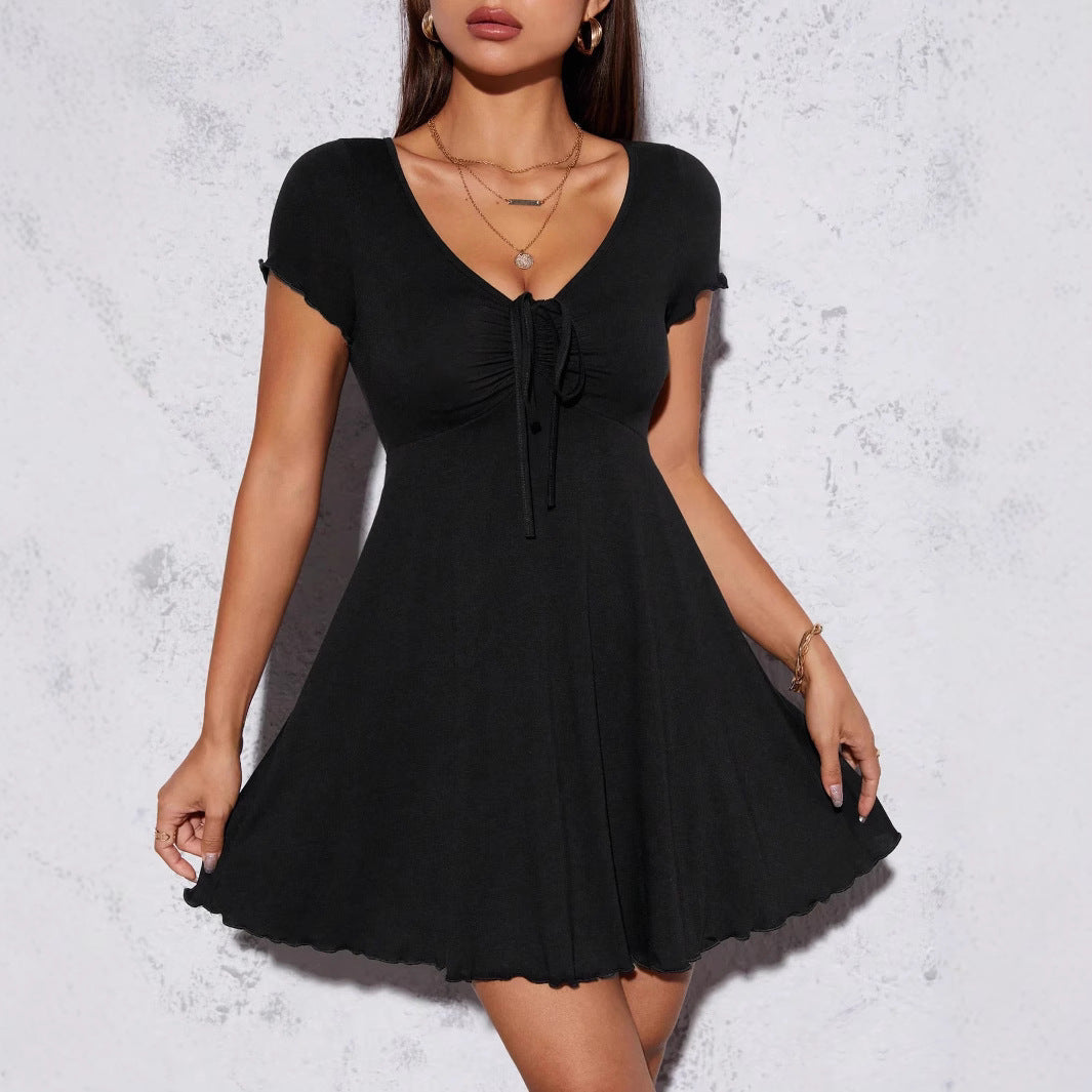 Sarah Express Women's A-Line Midi Dress Half Sleeve Solid Color Pullover