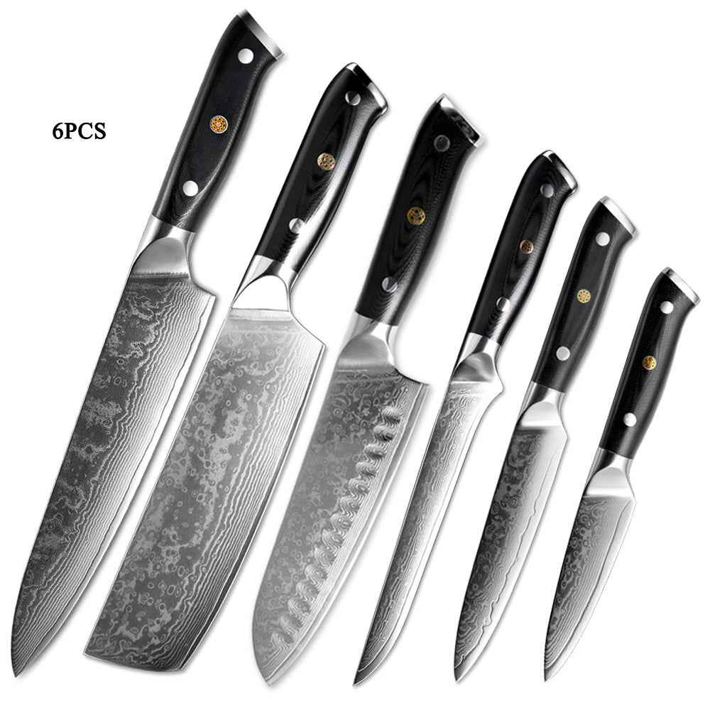 Sarah Express Japanese Damascus Steel Kitchen Knife - 67 Layer Professional Chef Knife Six piece set
