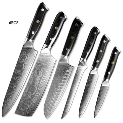 Sarah Express Japanese Damascus Steel Kitchen Knife - 67 Layer Professional Chef Knife Six piece set