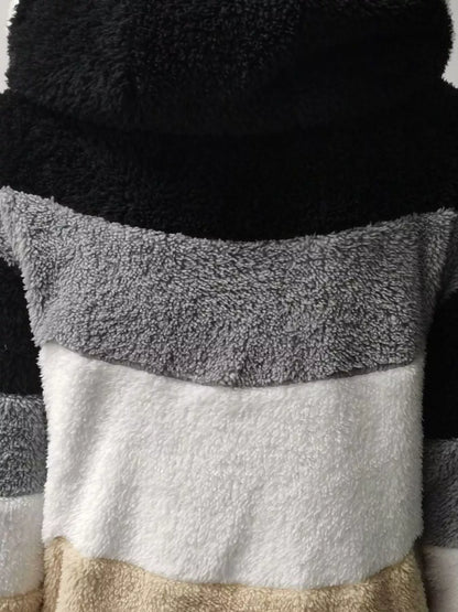 Sarah Express Women's Fuzzy Zip Up Hooded Outerwear Plus Size