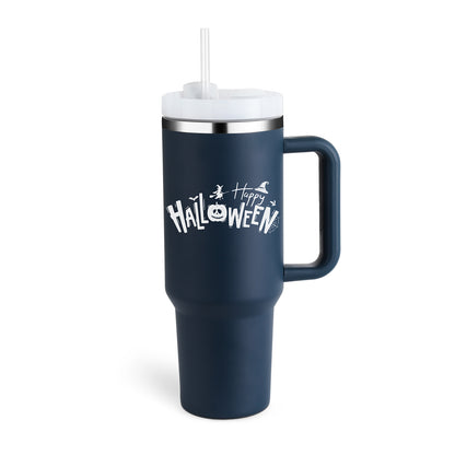 Sarah Express 40 oz Insulated Tumbler with Handle and Straw - Stainless Steel Vacuum Coffee Cup with Lid Halloween dark Blue 1200ML 1PC