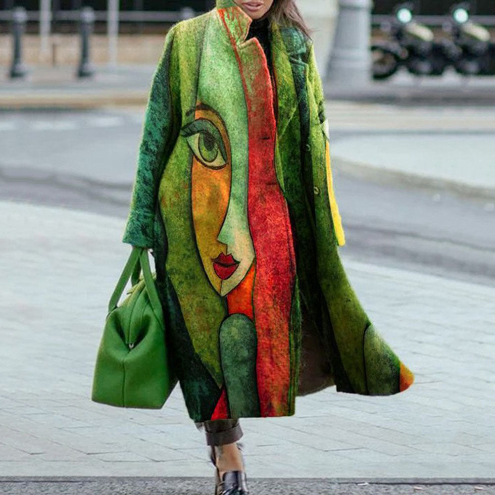 Sarah Express Women's Plaid Print Long Sleeve Coat Loose Fit Outerwear