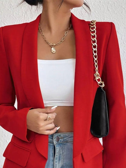 Sarah Express Women's Open Front Casual Blazer Plus Size Long Sleeve Professional Outerwear