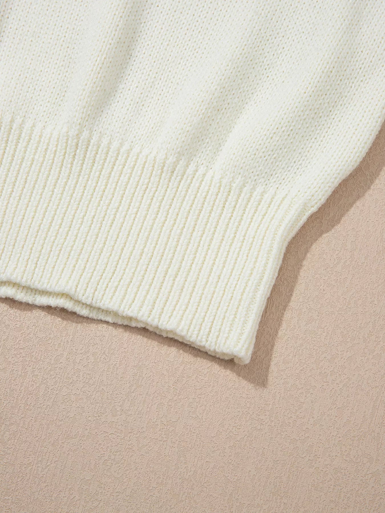 Sarah Express Women's Flower Detail Round Neck Puff Sleeve Sweater