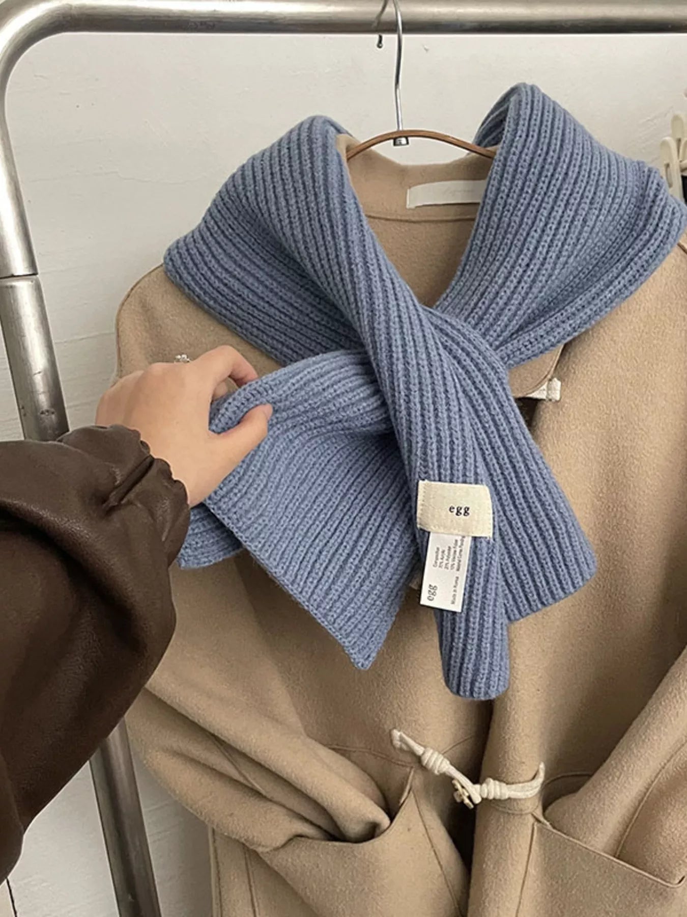 Sarah Express Women's Knitted Ribbed Scarf Haze Blue ONESIZE