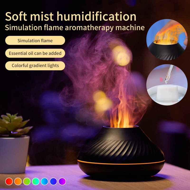 Sarah Express Volcanic Flame Aroma Diffuser 130ml - USB Essential Oil Humidifier with LED Flame Light & Aromatherapy