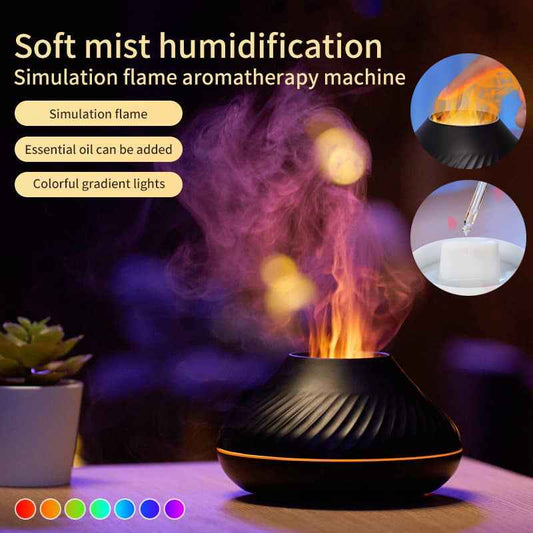 Sarah Express Volcanic Flame Aroma Diffuser 130ml - USB Essential Oil Humidifier with LED Flame Light & Aromatherapy