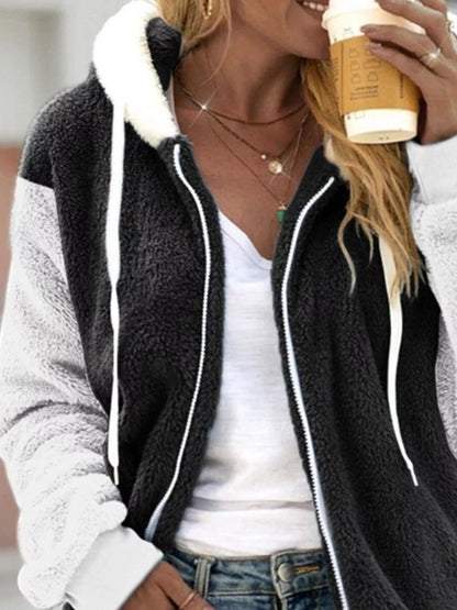 Sarah Express Women's Fleece Zip-Up Hooded Jacket