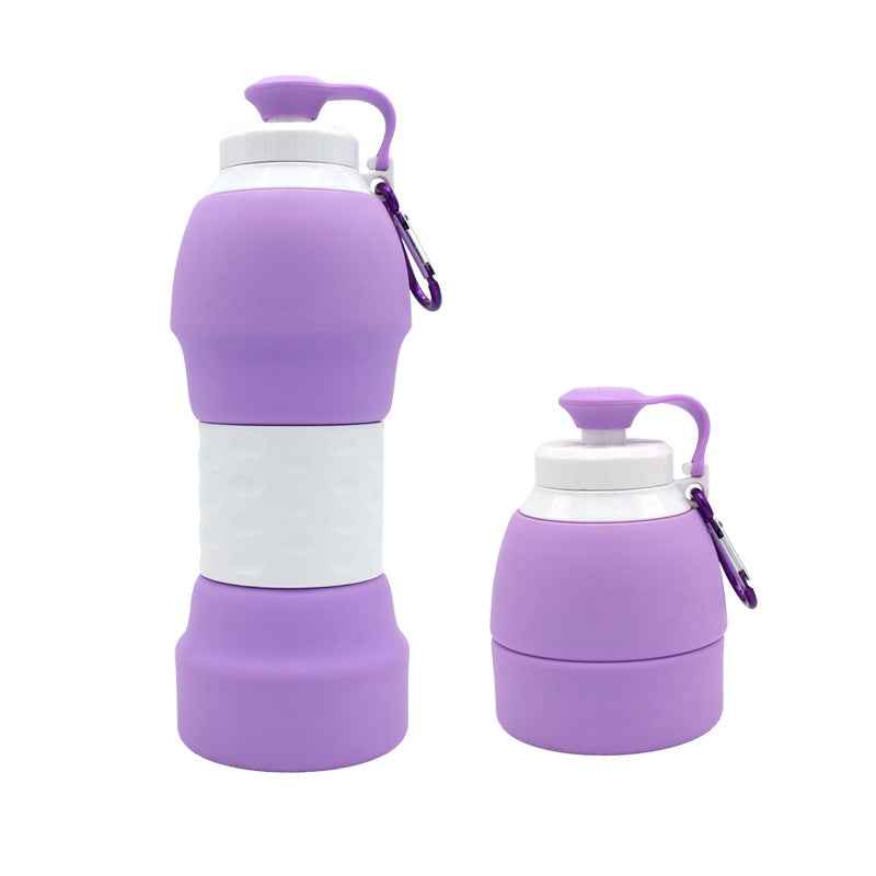 Sarah Express Collapsible Silicone Water Bottle - Portable Foldable Sports Bottle 580ml Purple