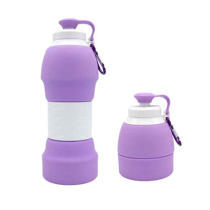 Sarah Express Collapsible Silicone Water Bottle - Portable Foldable Sports Bottle 580ml Purple