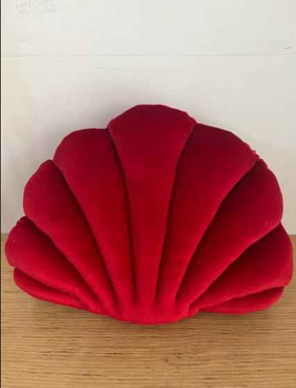 Sarah Express Shell Pillow Cushion - Plush Decorative Throw Pillow for Sofa Bed Home Decor Big red