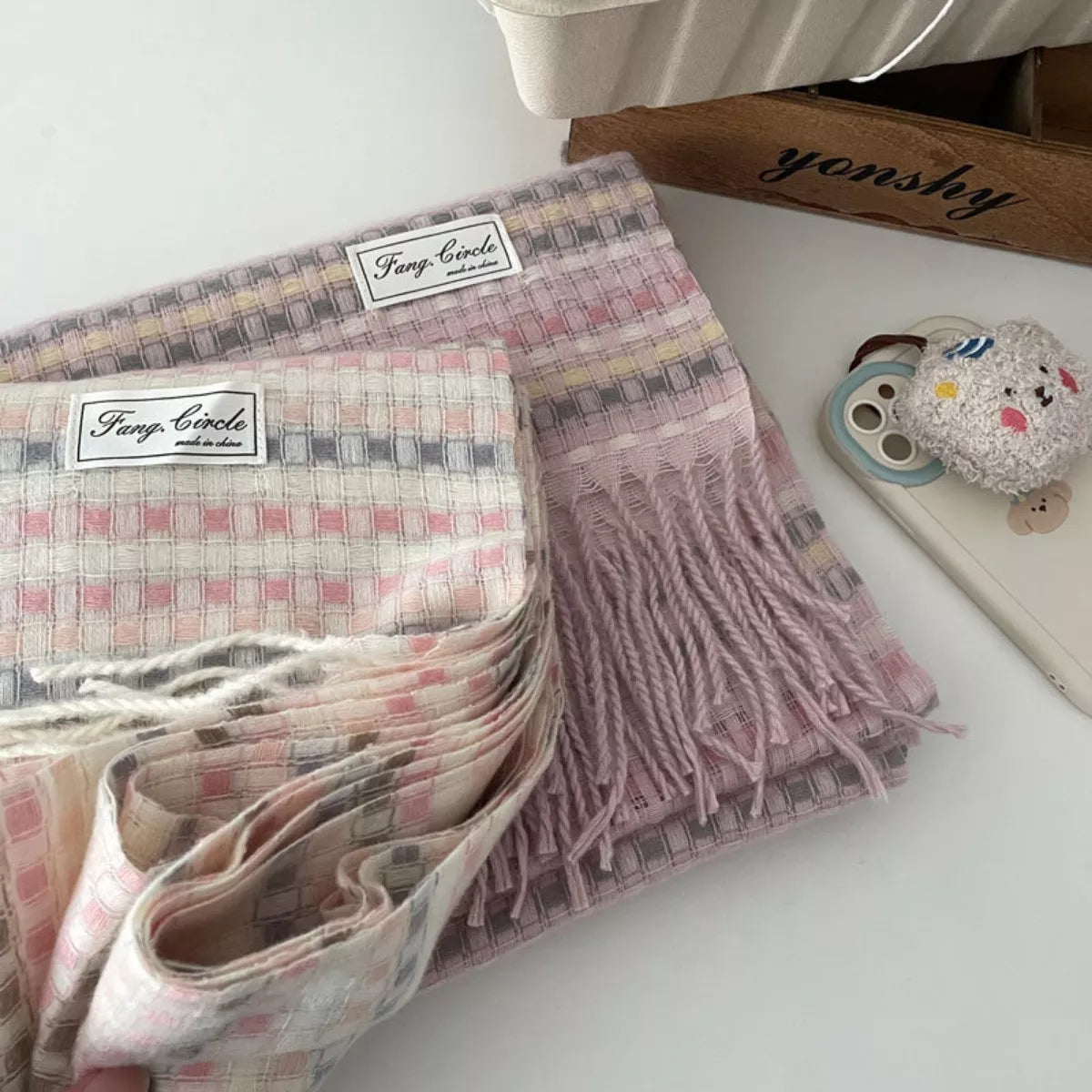 Sarah Express Women's Plaid Fringe Warm Scarf