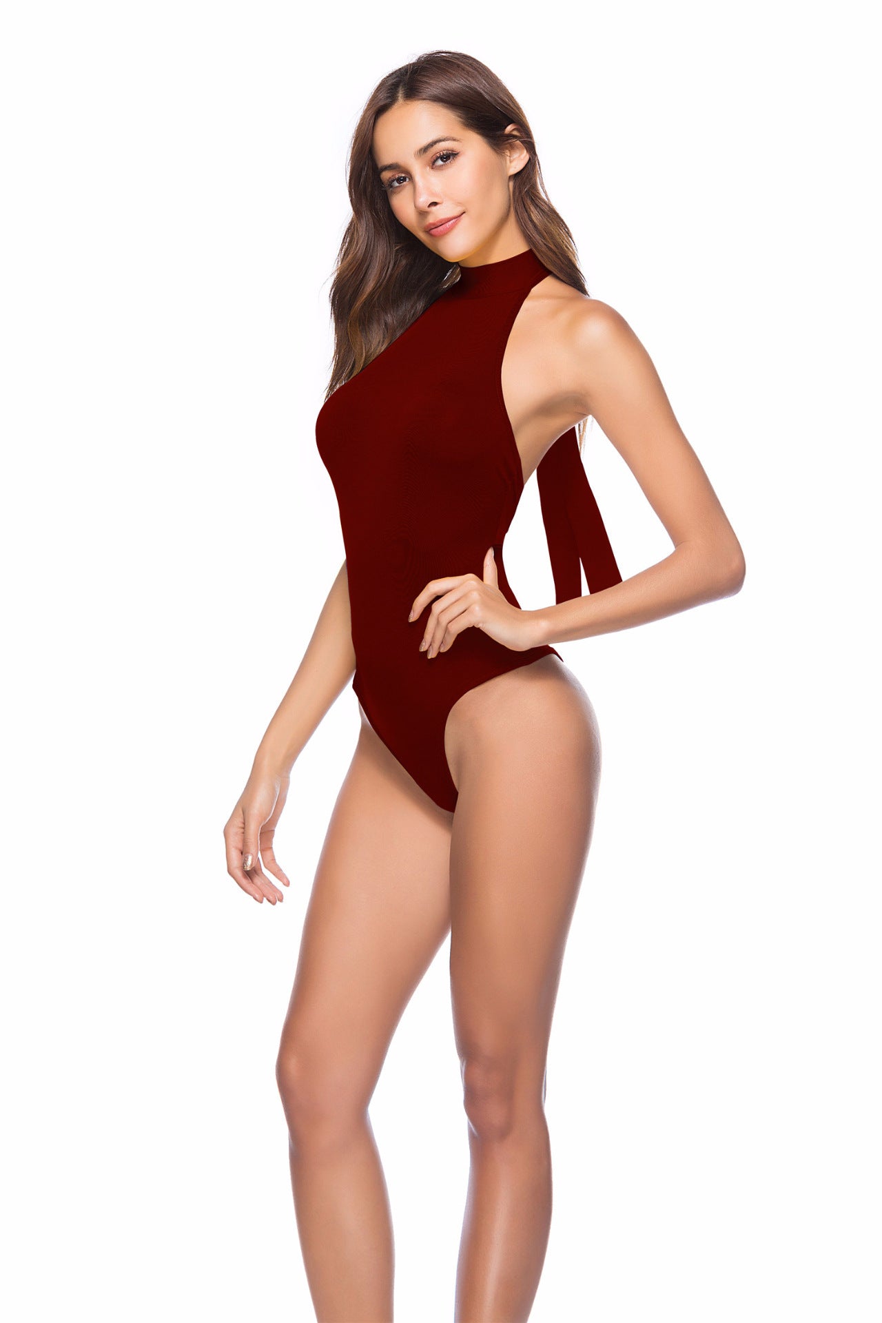Sarah Express Women's Backless Strappy Jumpsuit Irregular Hem Romper Sleeveless Hollow Out Playsuit