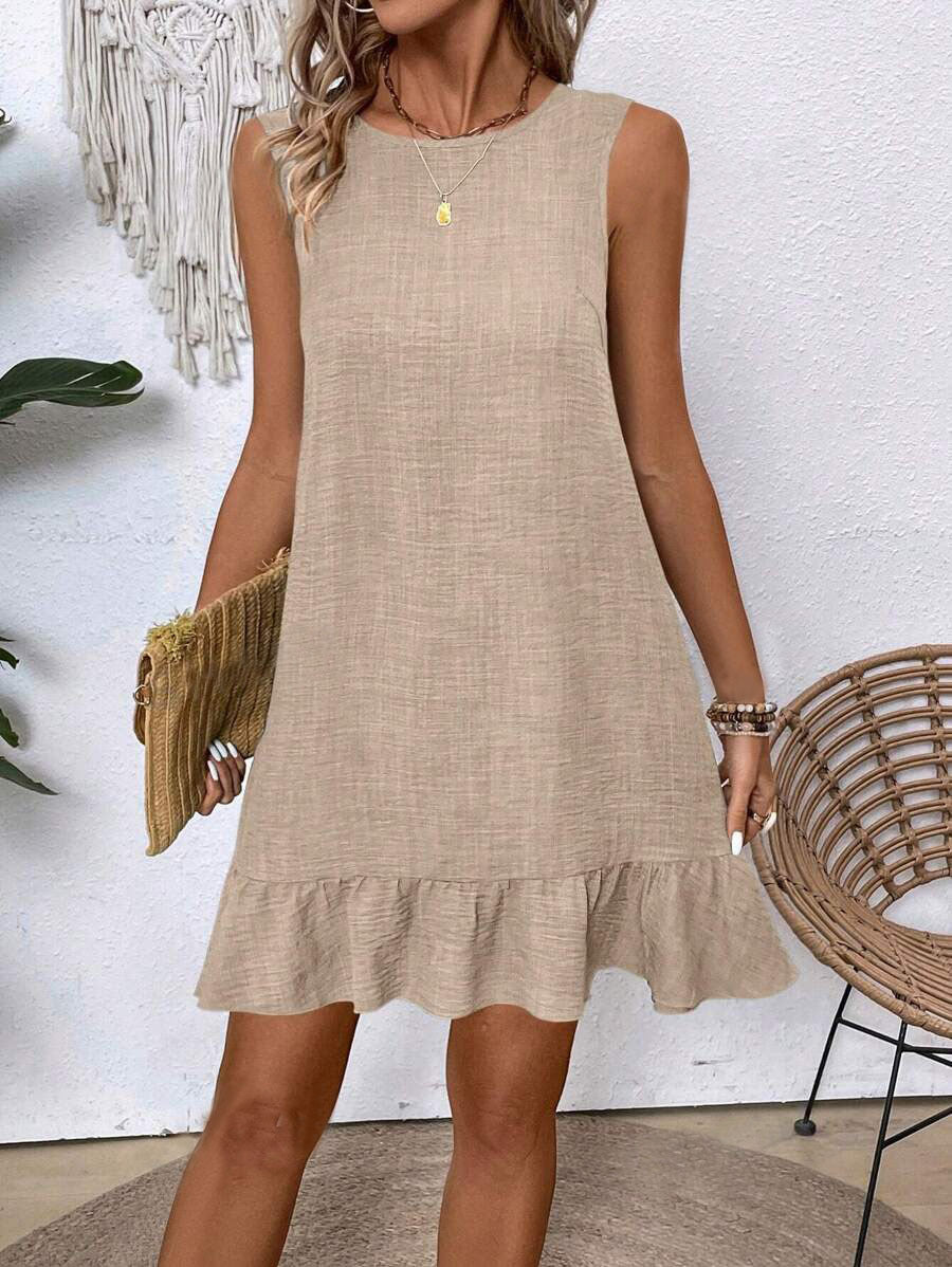 Sarah Express Ruffle Sleeveless Beach Dress Casual Summer Midi Dress