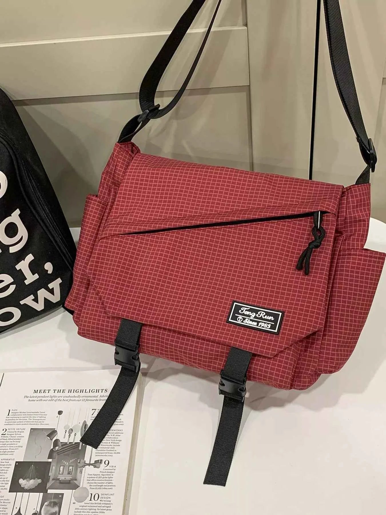 Plaid Buckle Flap Crossbody Bag