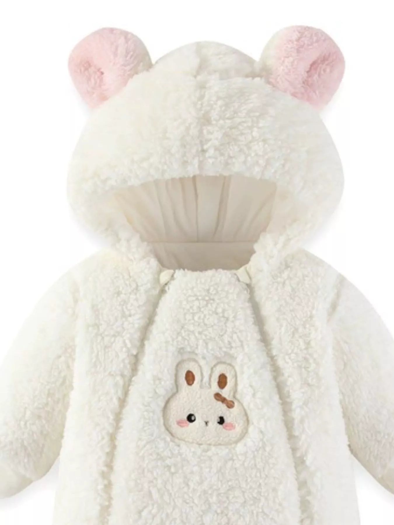 Sarah Express Women's Bunny Hooded Fleece One-Piece Pajamas - Cozy Loungewear