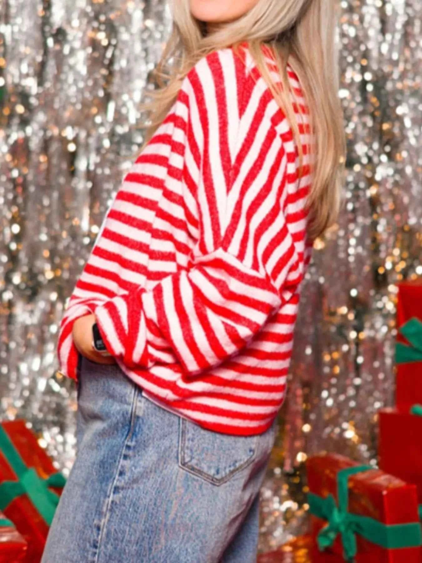 Sarah Express Women's Striped Button-Down Knit Cardigan - Long Sleeve Sweater