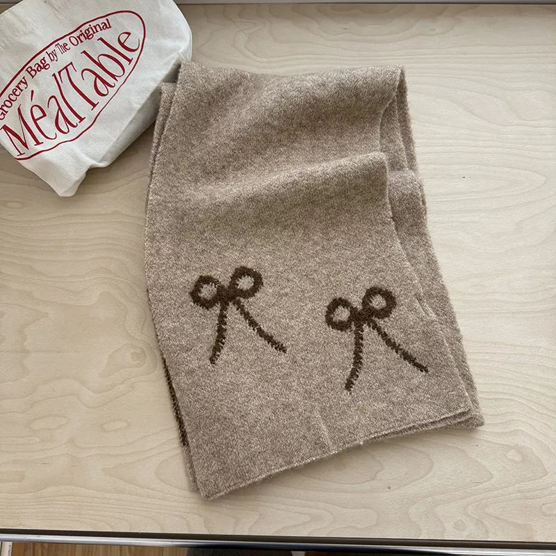 Sarah Express Women's Bow Winter Scarf Khaki ONESIZE