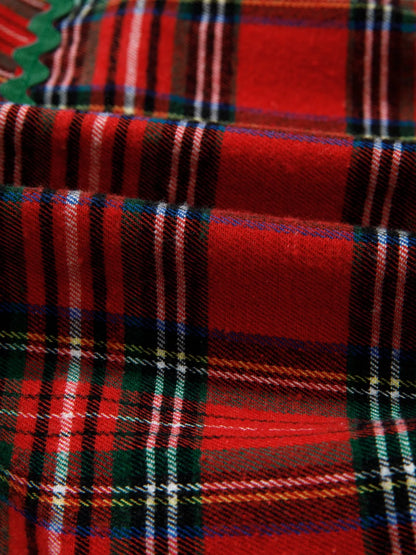 Sarah Express Women's Plaid Print Tiered Bubble Sleeve Mini Dress