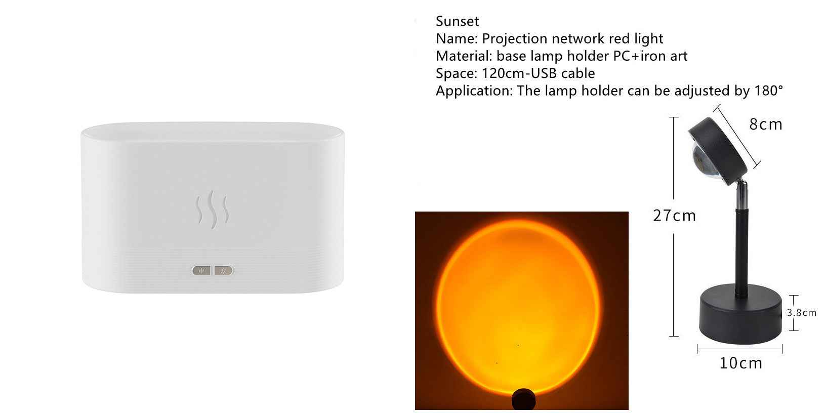 Sarah Express Flame Effect Aroma Diffuser Humidifier with LED Light - Ultrasonic Essential Oil Diffuser for Home Office Spa Yoga Set USB plug in version