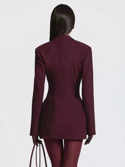 Sarah Express Women's Blazer-Style Long Sleeve Mini Dress - Ruched Bodycon Dress