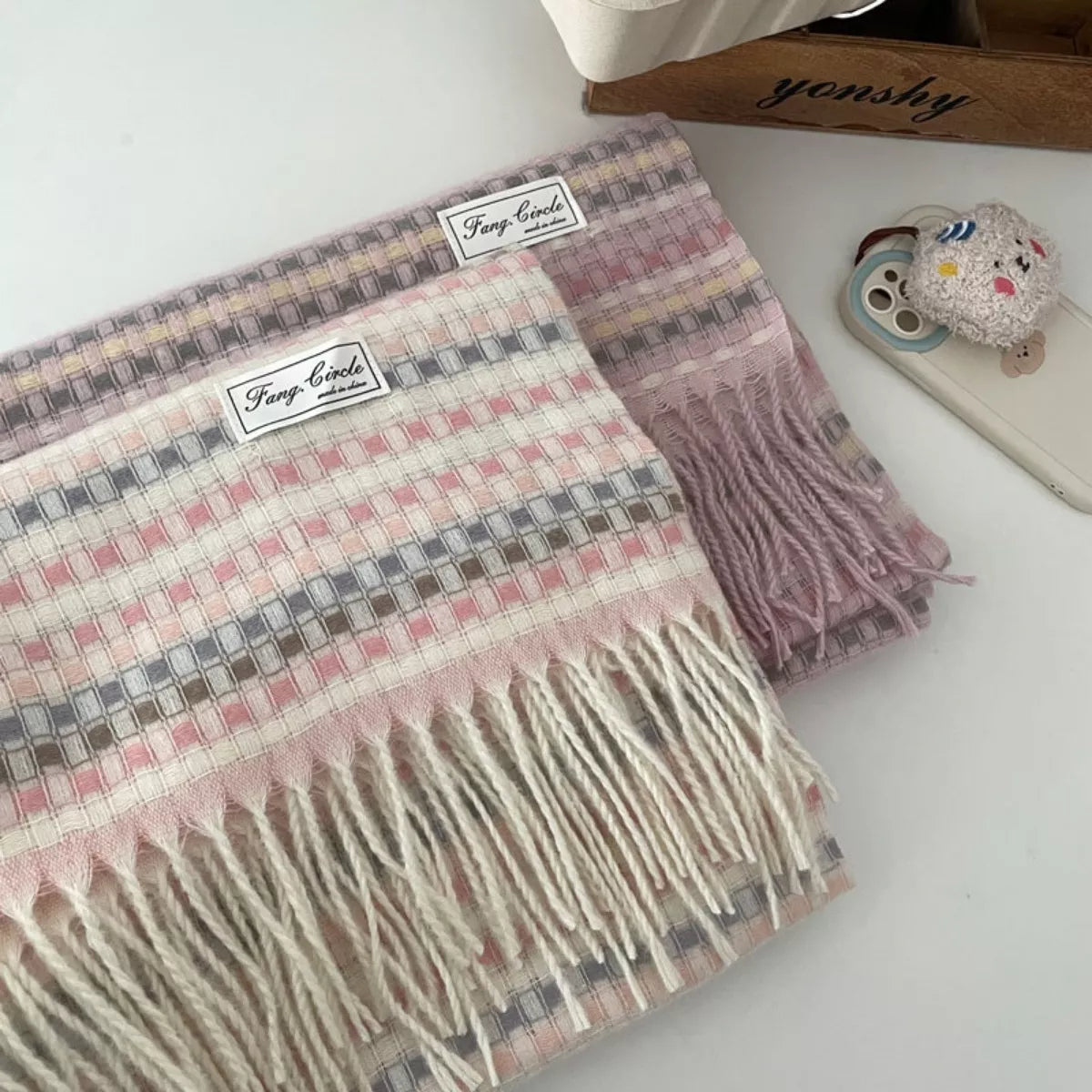 Sarah Express Women's Plaid Fringe Warm Scarf