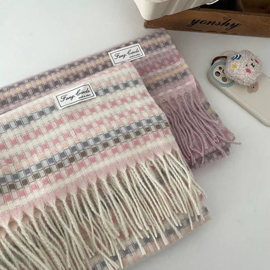 Sarah Express Women's Plaid Fringe Warm Scarf