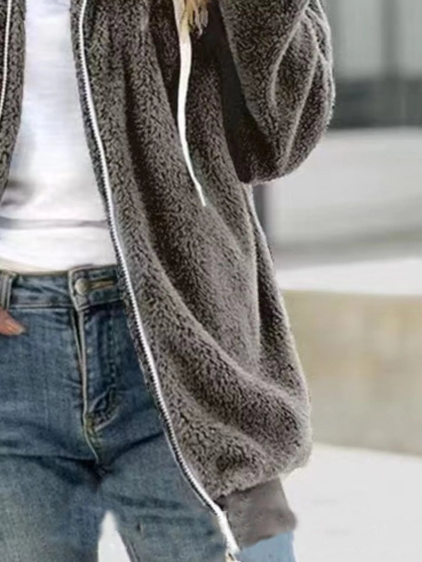 Sarah Express Women's Cozy Fleece Zip-Up Hooded Jacket Plus Size