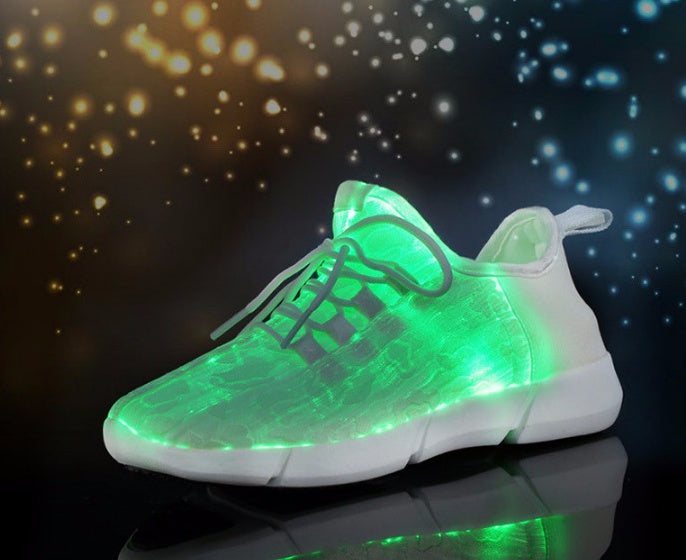 Sarah Express LED Light Up Sneakers USB Rechargeable Fiber Optic Glowing Shoes White 46