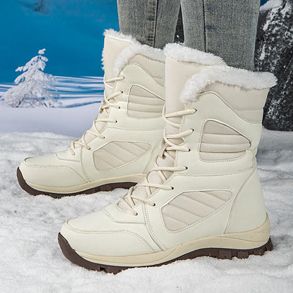 Sarah Express Women's Winter Snow Boots – High-Top Fleece-Lined Waterproof Lace-Up