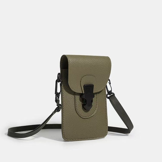 Sarah Express Minimalist Lock-Clasp Crossbody Mini Bag – PU Leather Unisex Shoulder Bag