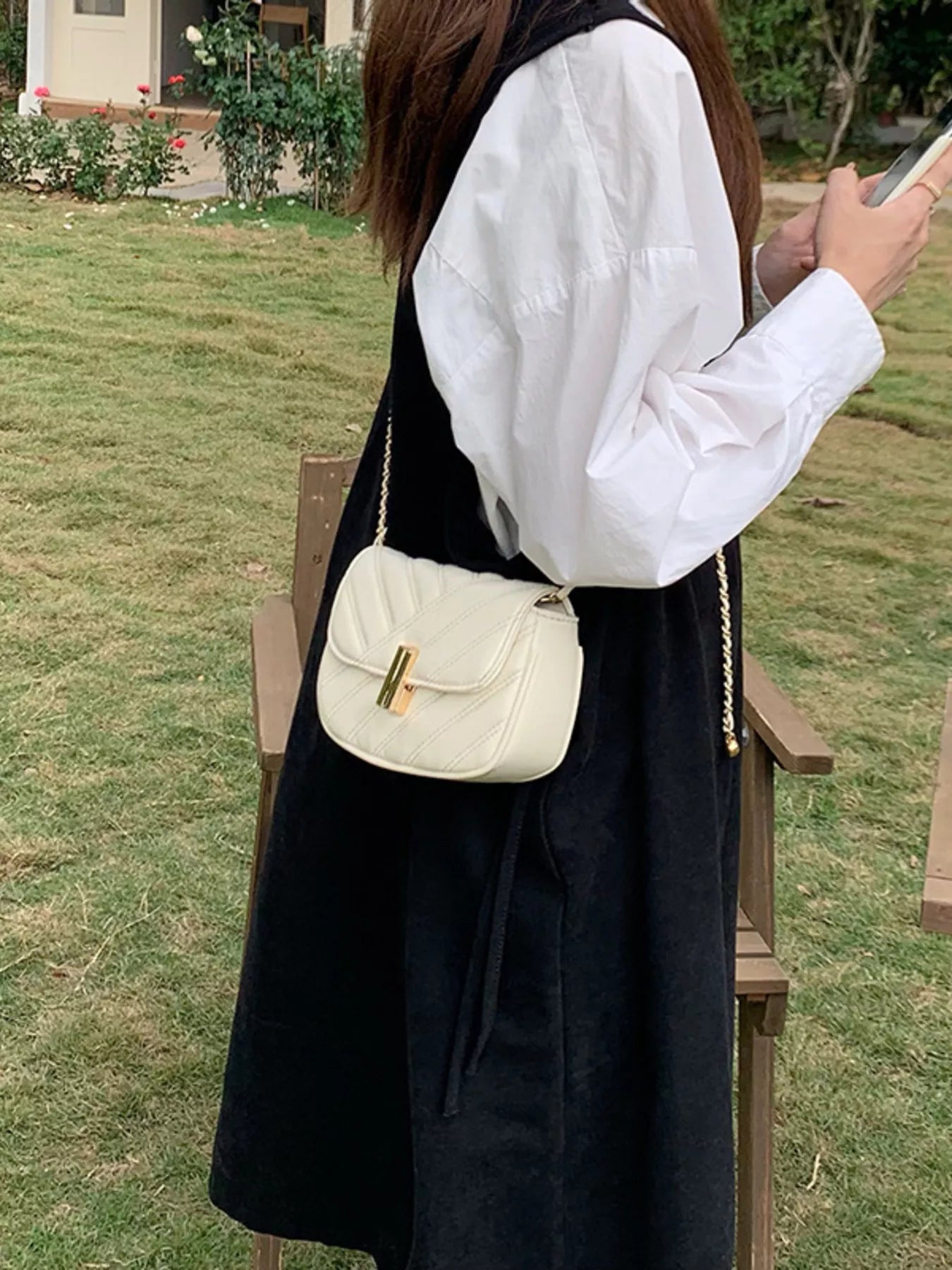 Sarah Express Women's Quilted Flap Chain Crossbody Bag