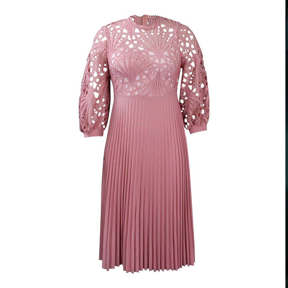 Sarah Express Lace Pleated High-Waist Dress Hollow-Out Detail