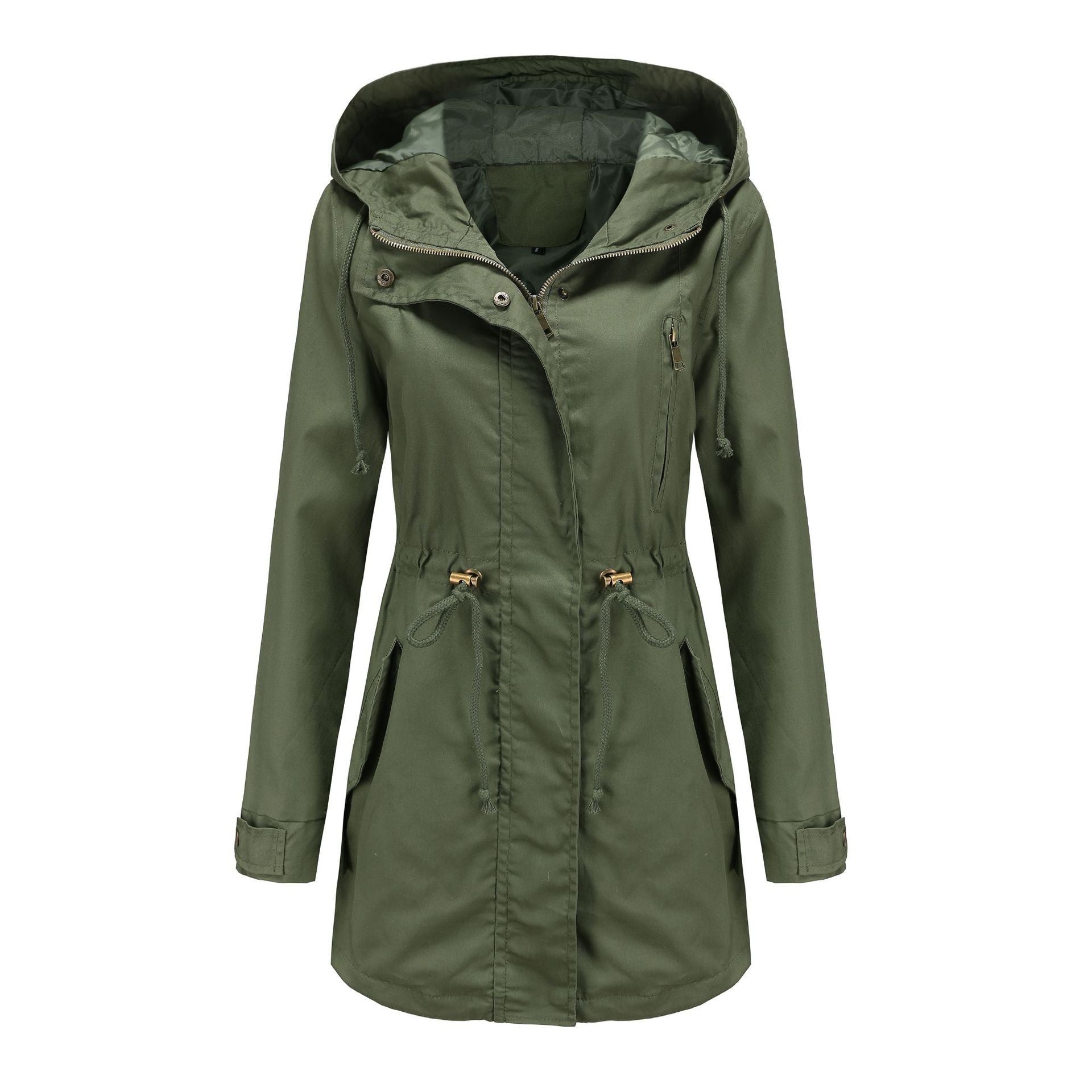 Sarah Express Women's Cotton Anorak Coat - Mid-Length Jacket with Pockets for Spring Fall