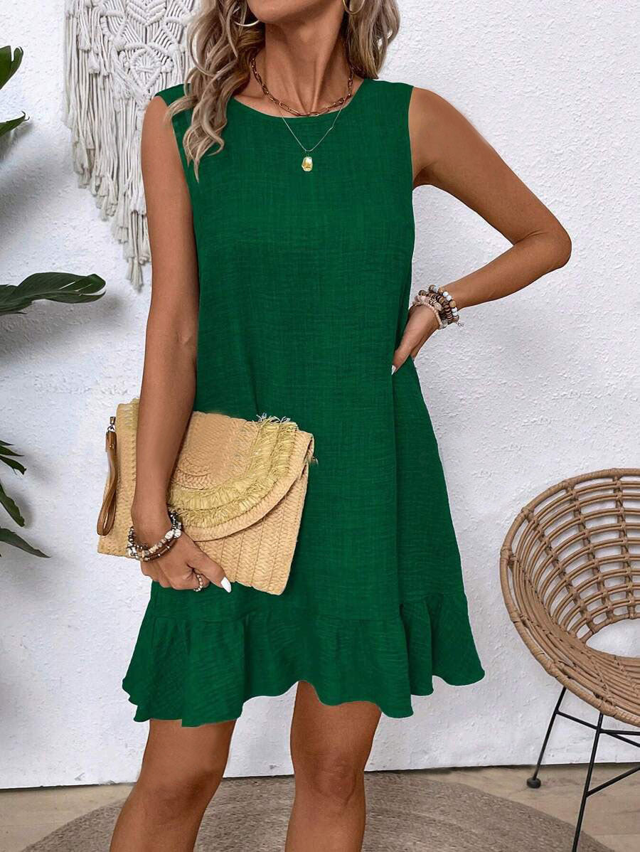 Sarah Express Ruffle Sleeveless Beach Dress Casual Summer Midi Dress