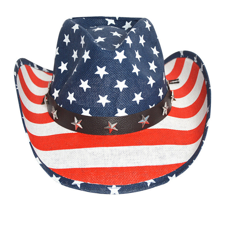 Sarah Express Western Cowboy Straw Hat Adjustable Star Embellished