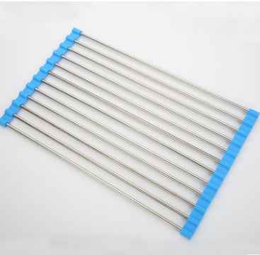 Sarah Express Folding Kitchen Sink Rack - Stainless Steel Dish Drainer Organizer