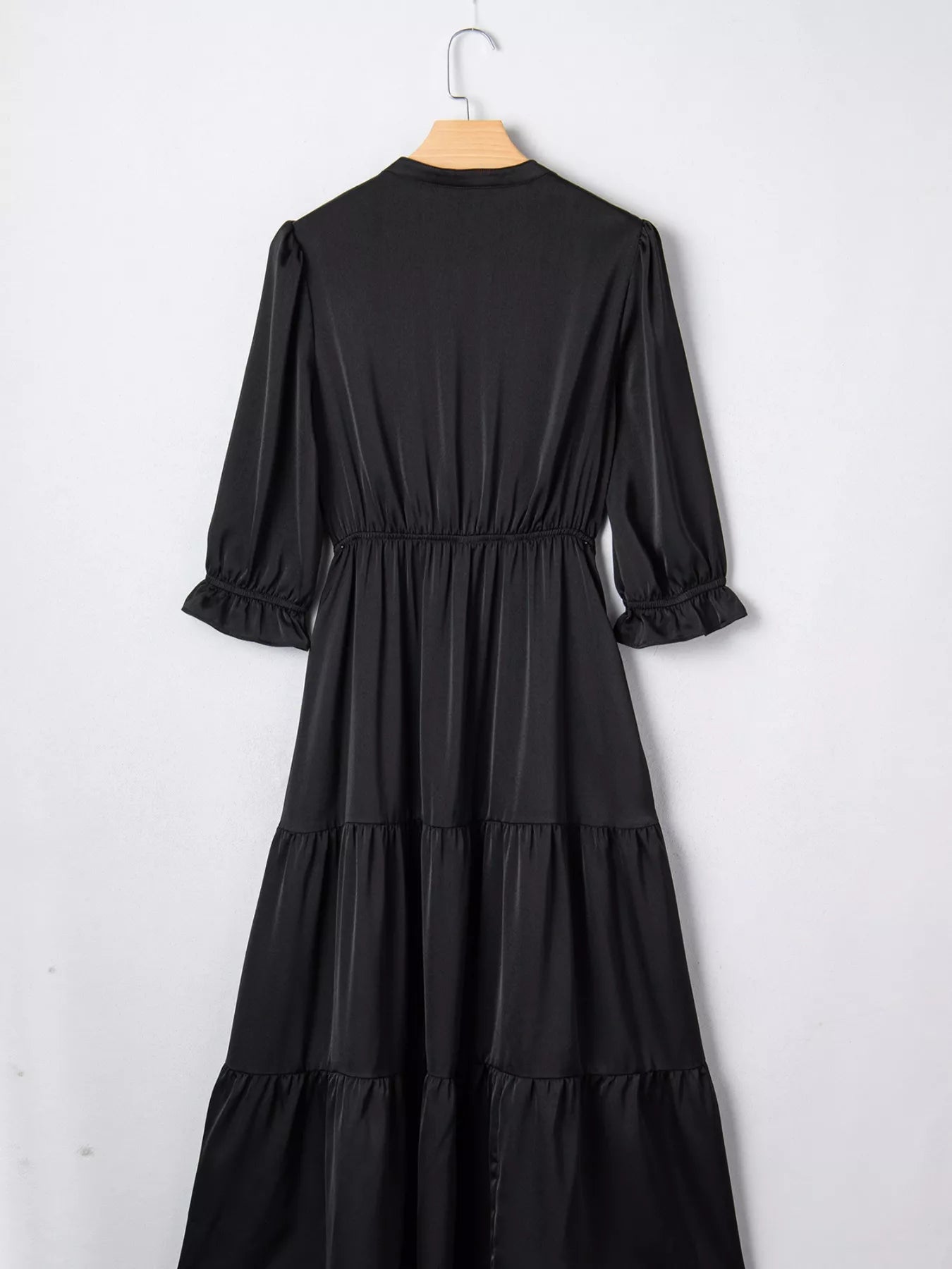 Sarah Express Women's Flounced Bracelet Sleeve V Neck Tiered Dress - Elegant Casual Summer Dress