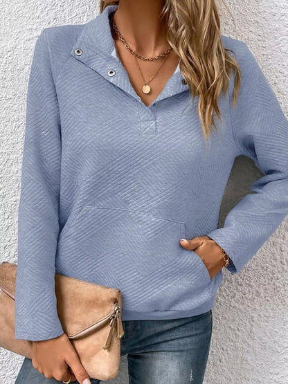 Sarah Express Women's Textured Quarter Snap Sweatshirt