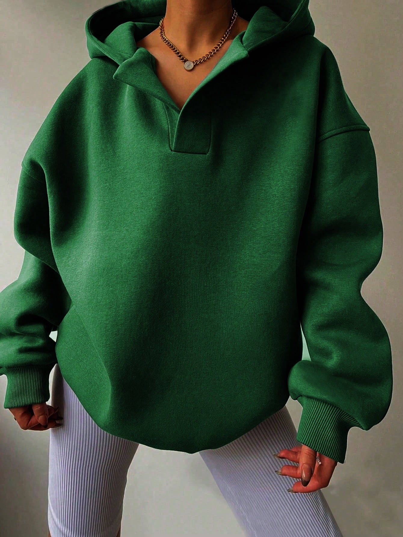 Sarah Express Women's Loose Fit Hoodie Sweatshirt - Solid Color Long Sleeve Pullover Top