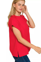 Textured Knit Jacquard Short Sleeve Top