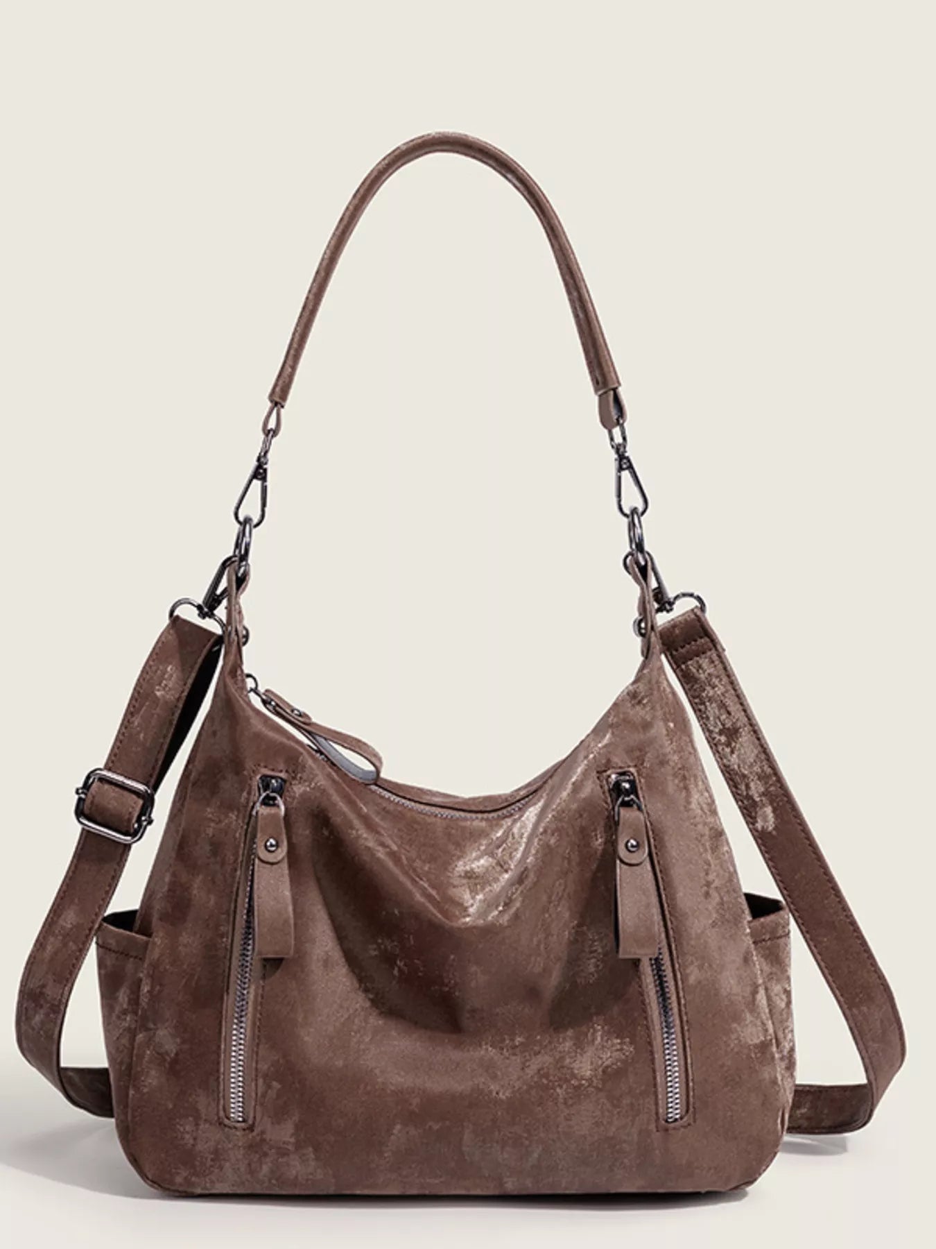 Sarah Express Women's Vintage Style Zipper Front Crossbody Bag Brown ONESIZE