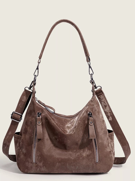 Sarah Express Women's Vintage Style Zipper Front Crossbody Bag Brown ONESIZE