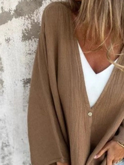 Sarah Express Women's Oversized Button-Up Cardigan - Plus Size Cozy Knit Sweater