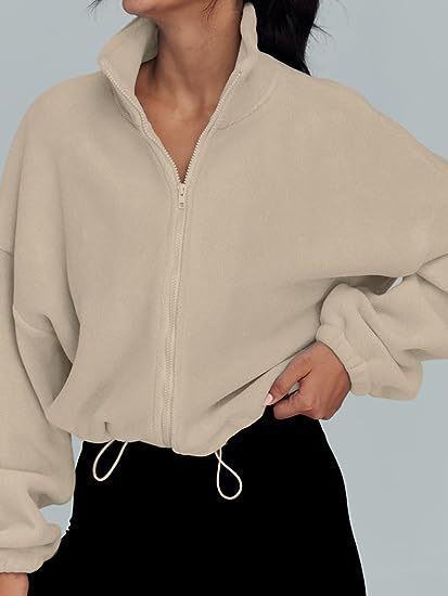 Sarah Express Women's Polar Fleece Stand Collar Zipper Jacket Sports Velvet Cardigan Fall Winter Casual