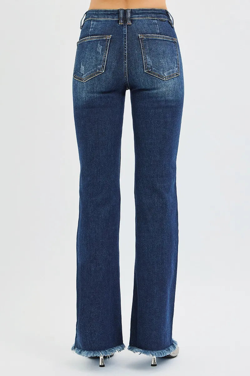 Sarah Express Women’s Plus Size Tummy Control Mid Rise Flare Jeans
