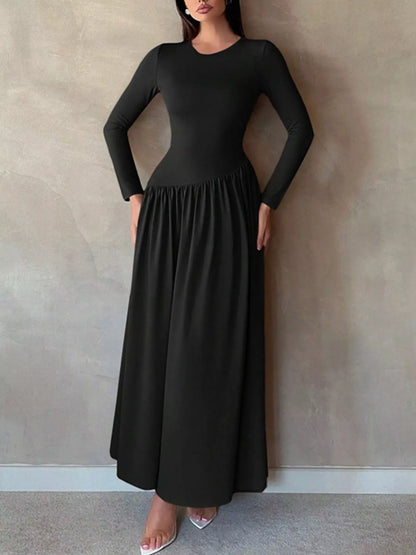 Sarah Express Women's Long Sleeve Ruched A-Line Maxi Dress